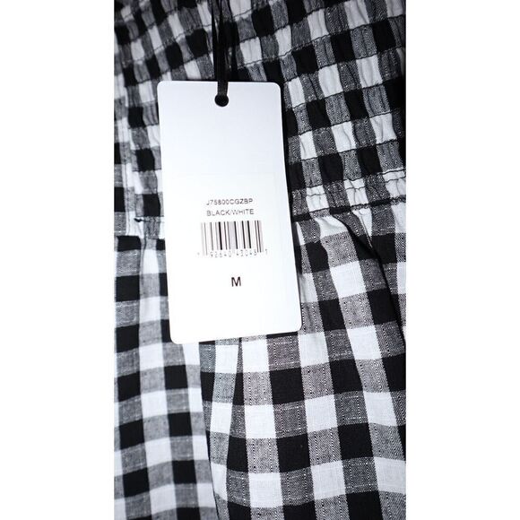 LUQ J75800CGZBP Women's Sz M Black/White Plaid Smocked Spaghetti Strap Tank Top - Picture 4 of 4